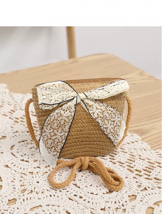 Crochet Mini Bag W/ Lace Ribbon